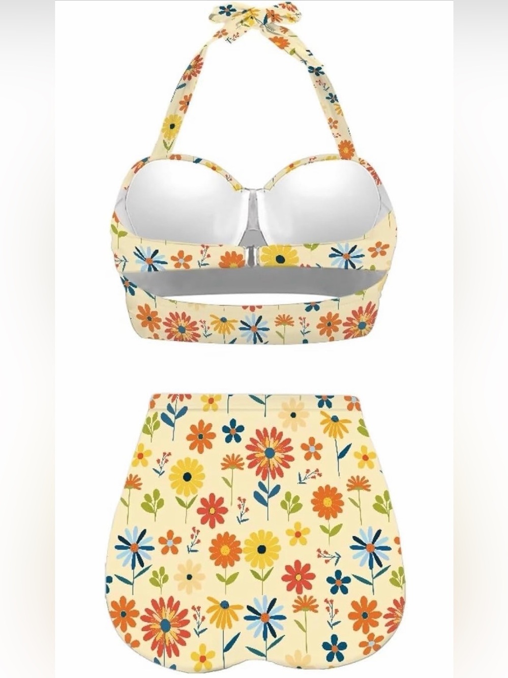 Women's Retro Ruched Ruffle High Waist Bikini Set - Picture 2 of 8